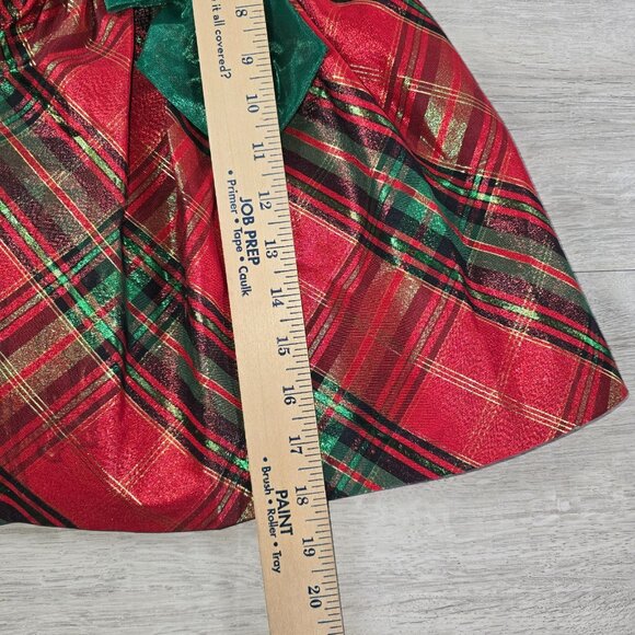 Baby Girl Dress Sz 18 Mo Party Christmas Red Green Plaid Short Sleeve Whimsical - Picture 7 of 9